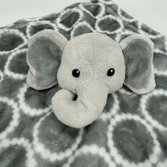 HB Grey White Elephant 14" Security Blanket Lovey Very Soft Minky Plush - Picture 2 of 4